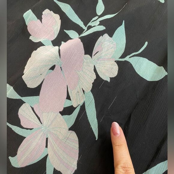 Anthropologie Maeve XS Paola Silk Floral Mini Dress Black Flowy Long Sleeve Boho - Picture 10 of 12